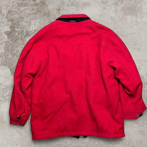 Black and red reversible 90s wool Marlboro fleece winter jacket size L - Picture 8 of 8